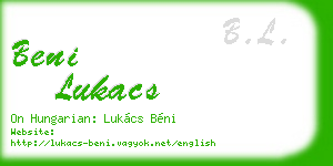 beni lukacs business card